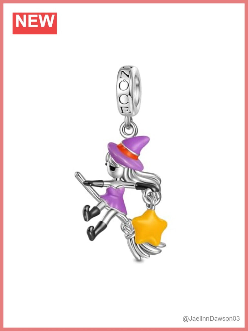 S925 Sterling Silver Witch Elf Charm Glow in the Dark Bracelet Pendant